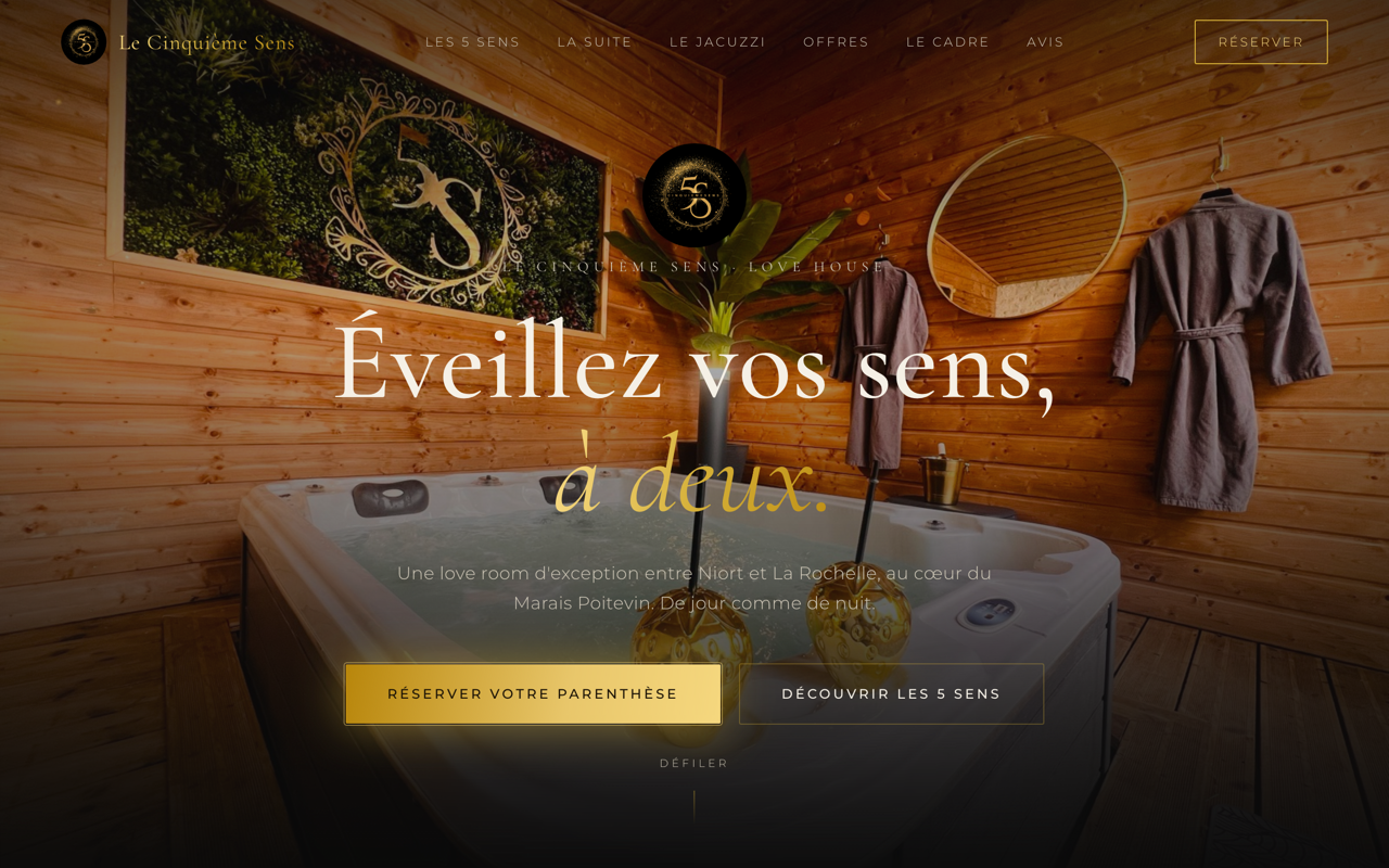 Création de site internet Luwen : aperçu du site Le Cinquième Sens